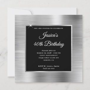 Invitación Cumpleaños 40 con hoja de plata con superposición