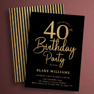Invitación Cumpleaños 40 de Black Gold