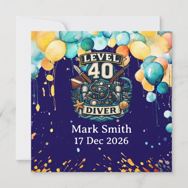 Invitación Cumpleaños 40 de buceo (Anverso)