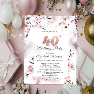 Invitación Cumpleaños 40 de Cherry Blossom