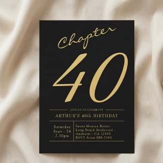 Invitación Cumpleaños 40 de hijo Cumple 40 años Fiesta de oro