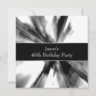 Invitación Cumpleaños 40 de hombre rascacielos abstracto negr