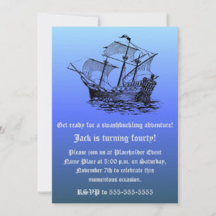 Invitación Cumpleaños 40 del Capitán - Barco Pirata Mar Azul