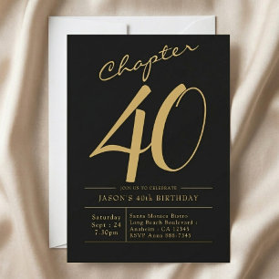 Invitación Cumpleaños 40 del Esposo 40 Años Fiesta de Negro y