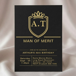 Invitación Cumpleaños 40 del Esposo Fiesta de Oro Negro