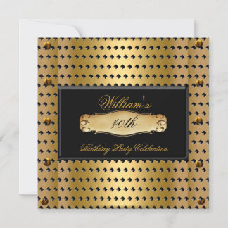Invitación Cumpleaños 40 del hombre Party Dorado Metal Studs 