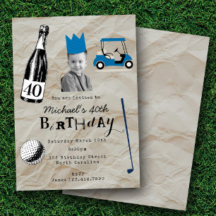 Invitación Cumpleaños 40 divertido personalizado con foto de