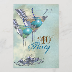Invitación Cumpleaños 40 elegante azul marrón