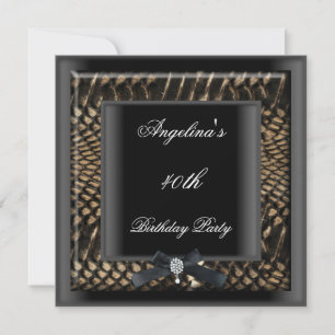 Invitación Cumpleaños 40 Elegante Joya de Piel de Serpiente N