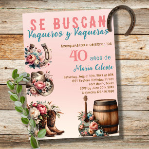 Invitación Cumpleaños 40 en estilo vaquero occidental español