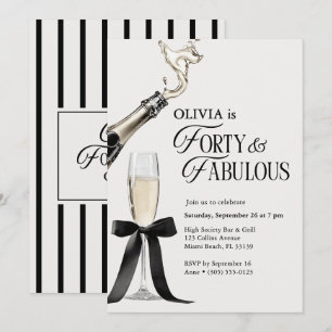 Invitación Cumpleaños 40 & Fabuloso Chic con Arco de Champagn