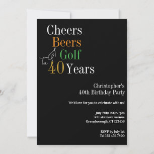 Invitación Cumpleaños 40 Golf Cheers Cervezas Fiesta