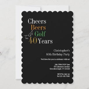 Invitación Cumpleaños 40 Golf Cheers Cervezas Fiesta