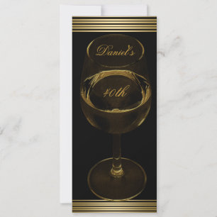 Invitación Cumpleaños 40 Hombre Sepia Oro Bebidas Frías Hombr