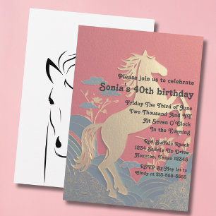 Invitación Cumpleaños 40 Japonés y Caballo Occidental