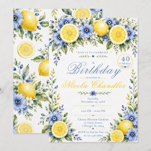 Invitación Cumpleaños 40 Lemon Blue