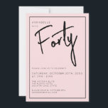 Invitación Cumpleaños 40 Minimal Rosa Apagado<br><div class="desc">Invitación de cumpleaños 40 moderna en rosa apagado con tipografía/script negra. También disponibles elementos coincidentes y gama de fiestas. Por favor,  use el botón de mensaje abajo para ayuda con personalización adicional y solicitudes especiales.  © Zoe Chapman Design</div>