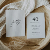 Cumpleaños 40 Minimalista a Mano con Raya para Muj
