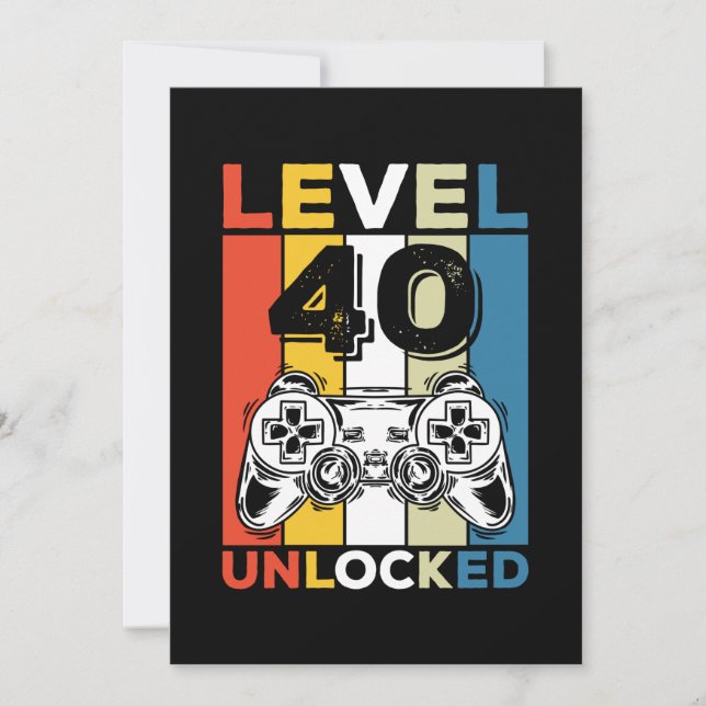 Invitación Cumpleaños 40 Nivel Desbloqueado 40 Juegos Retro (Anverso)