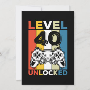 Invitación Cumpleaños 40 Nivel Desbloqueado 40 Juegos Retro