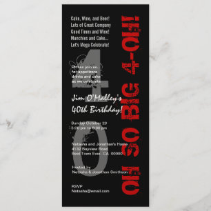 Invitación Cumpleaños 40 Oh tan grande para el metal negro ro