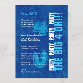 Invitación Cumpleaños 40 para Su Azul Real y Aqua W1502
