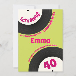 Invitación Cumpleaños 40 personalizado Disco Retro Divertido