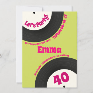 Invitación Cumpleaños 40 personalizado Disco Retro Divertido 