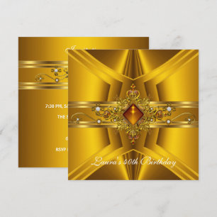Invitación Cumpleaños 40 Royal Elegante Joya Amarillo Oro 2