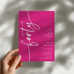 Invitación Cumpleaños 40 Script Forty<br><div class="desc">Celebra tu cumpleaños número 40 con estilo con nuestra 'Invitación de cumpleaños 40 elegante script'. Esta invitación emana sofisticación con su tipografía de escritura elegante, mostrando la palabra 'cuarenta' corriendo hacia arriba. Además, nuestra plantilla fácil de personalizar te permite agregar tus propios detalles de evento sin esfuerzo. Dile adiós al...</div>