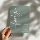 Invitación Cumpleaños 40 Script Forty<br><div class="desc">Celebra tu cumpleaños número 40 con estilo con nuestra 'Invitación de cumpleaños 40 elegante script'. Esta invitación emana sofisticación con su tipografía de escritura elegante, mostrando la palabra 'cuarenta' corriendo hacia arriba en el lateral. Además, nuestra plantilla fácil de personalizar te permite agregar los detalles de tu evento sin esfuerzo....</div>