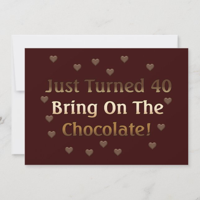 Invitación Cumpleaños 40 significa chocolate (Anverso)