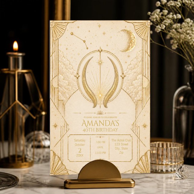 Invitación Cumpleaños 40 Tauro | Champagne Oro (Subido por el creador)