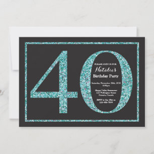 Invitación Cumpleaños 40 Verde Brillante Pizarra