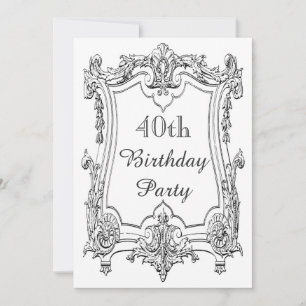 Invitación Cumpleaños 40 Vintage Rollo Francés Doble Cara