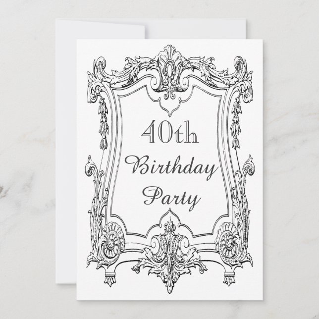 Invitación Cumpleaños 40 Vintage Rollo Francés Doble Cara (Anverso)