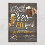 Invitación Cumpleaños 40, vítores y cervezas<br><div class="desc">Saludos y cervezas 40 cumpleaños,  40 cumpleaños,  cumpleaños de adultos,  Fiesta de cerveza,  invitación de cerveza,  40 invitaciones,  cumpleaños de hito</div>