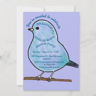 Invitación Cumpleaños 45 Morado Fiesta de Cena Pajarito Lindo