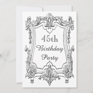 Invitación Cumpleaños 45 Vintage Rollo Francés Doble Cara