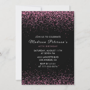 Invitación Cumpleaños 47 Elegante Glitter Rosa Glam