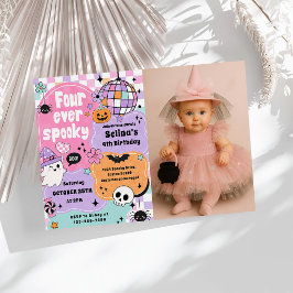 Invitación Cumpleaños 4 de Fantasma de Halloween Lindo Espelu