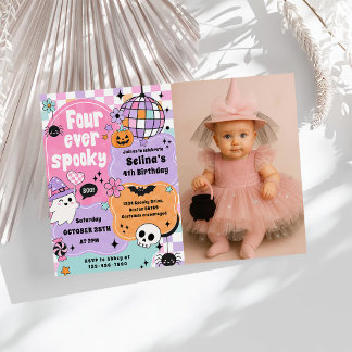 Invitación Cumpleaños 4 de Fantasma de Halloween Lindo Espelu