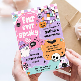 Invitación Cumpleaños 4 de Fantasma de Halloween Lindo Espelu