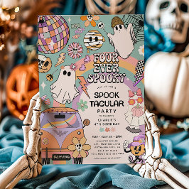 Invitación Cumpleaños 4 de Halloween Retro Espeluznante para