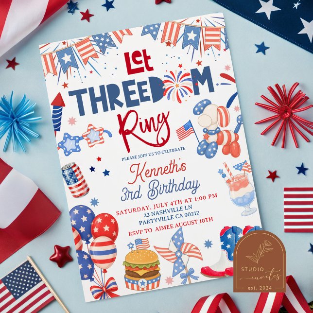Invitación Cumpleaños 4 de Julio Deja que suene la libertad (Subido por el creador)