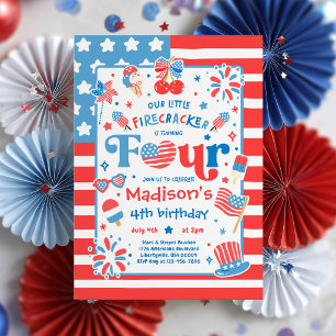 Invitación Cumpleaños 4 de julio Pequeña petarda Fiesta de 4º