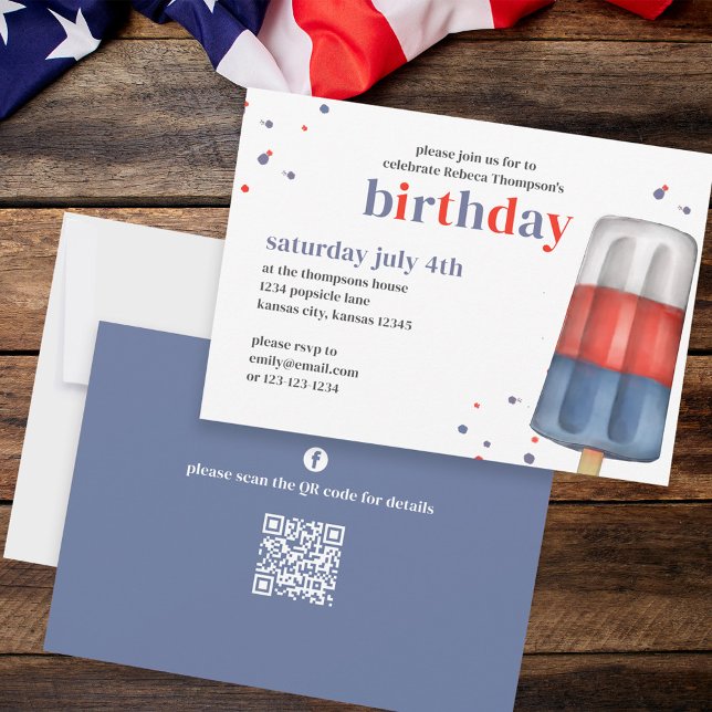 Invitación Cumpleaños 4 de Julio verano lindo (Subido por el creador)