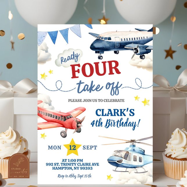Invitación Cumpleaños 4 de Niño Avión  (Subido por el creador)