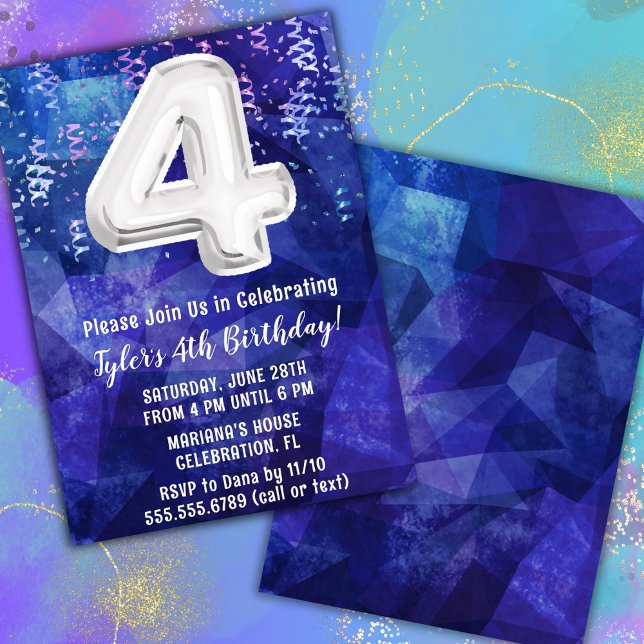 Invitación Cumpleaños 4 de Niño Azul Blanco (Subido por el creador)