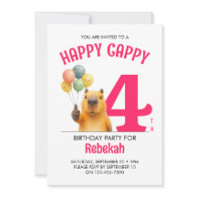 Cumpleaños 4 de Pink HAPPY CAPPY Capybara personal